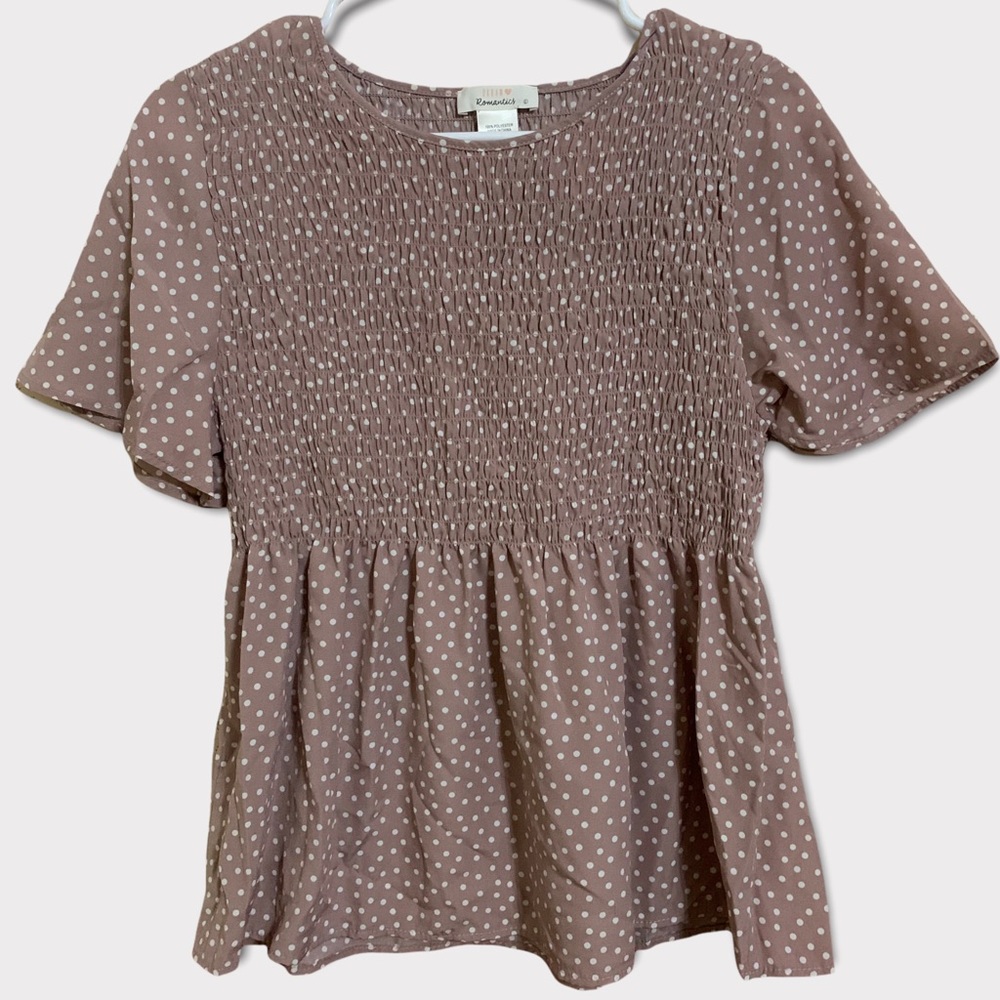 Urban Romantics Dusty Rose Pink Polka Dot Blouse L